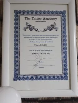 The Tattoo Academy Sertifikası
